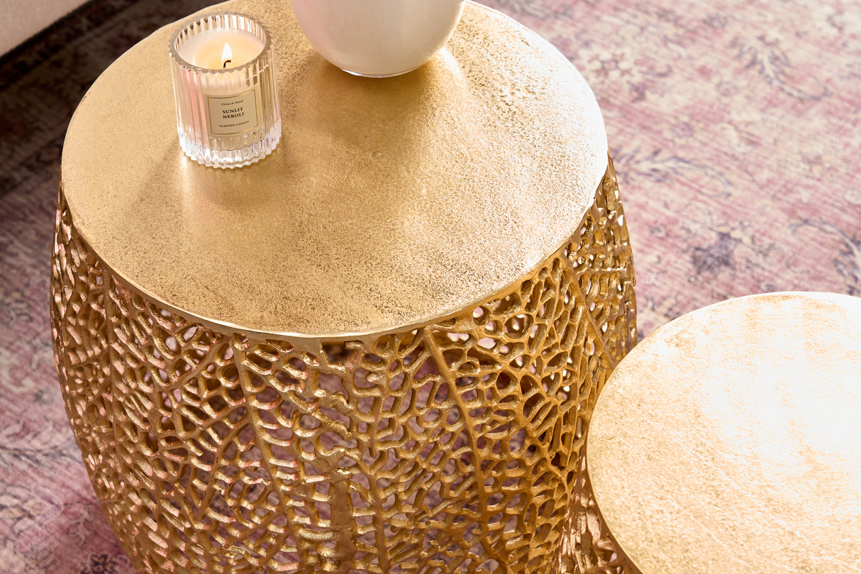 Coffee table LEAF 40cm set of 2 gold