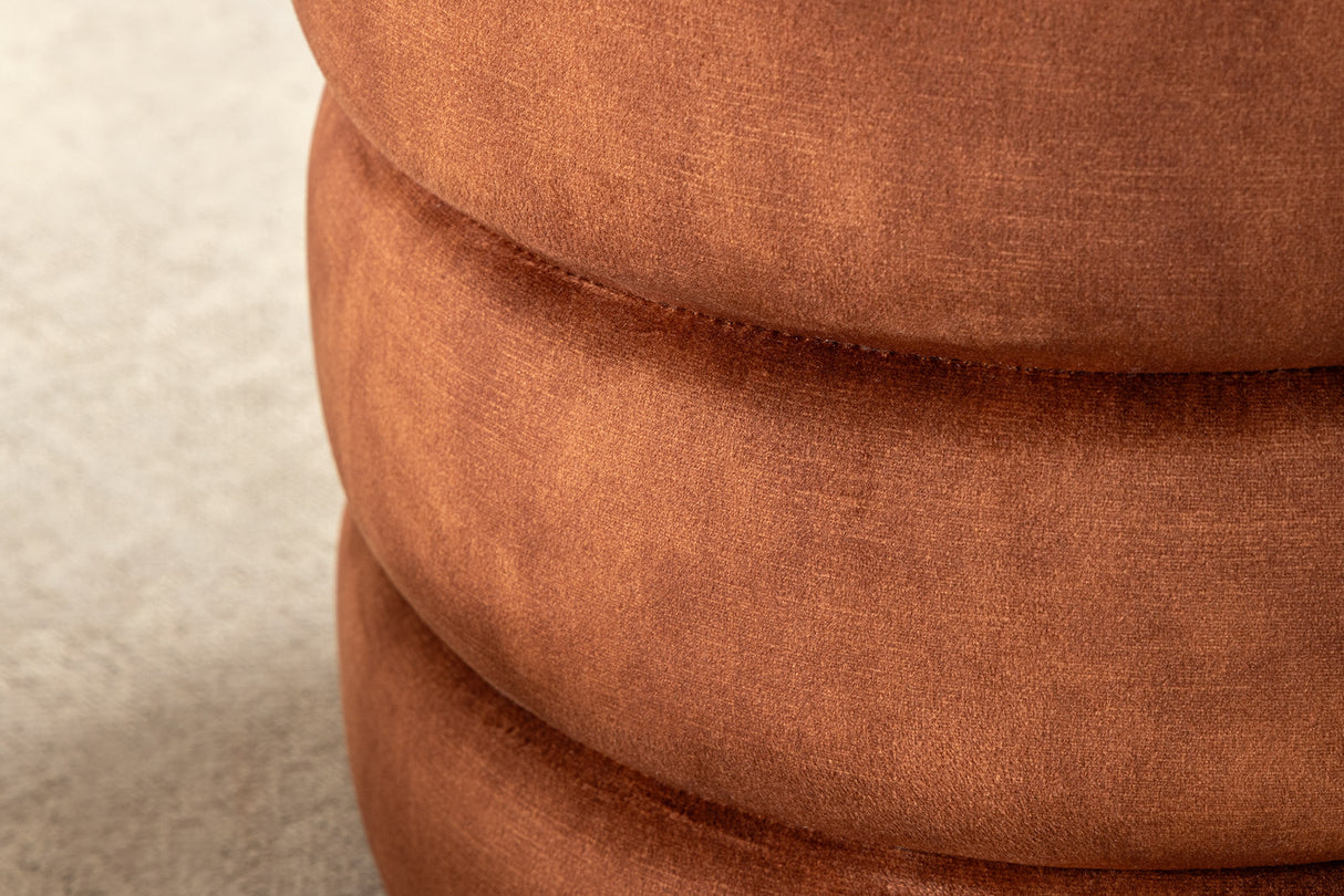 Stool VOQUE 50cm velvet rust brown w/ storage space