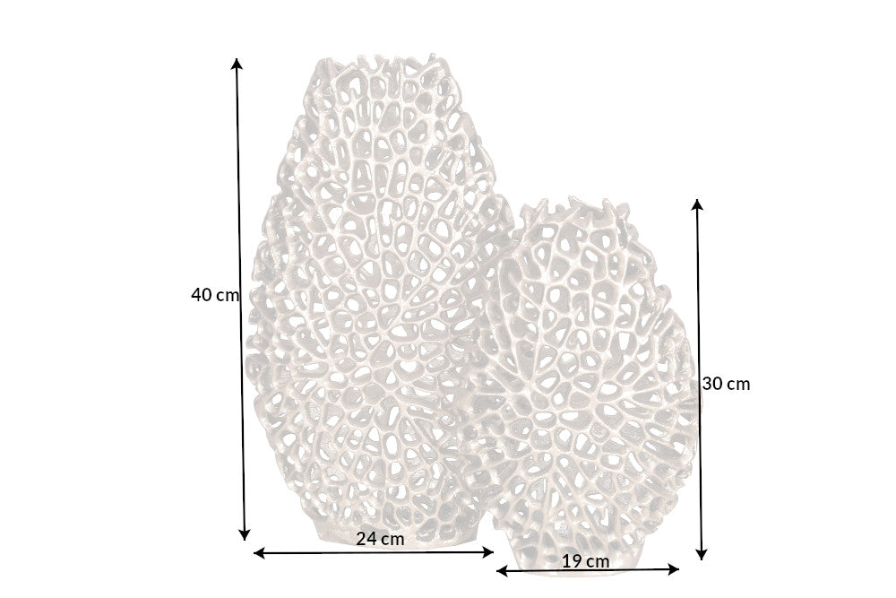 Vase ABSTRACT LEAF 30+40cm set of 2 silver