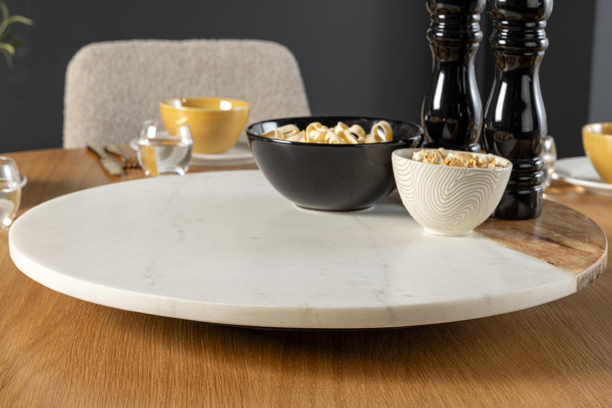 Drehteller SERVANT 50cm weißer Marmor Mangoholz