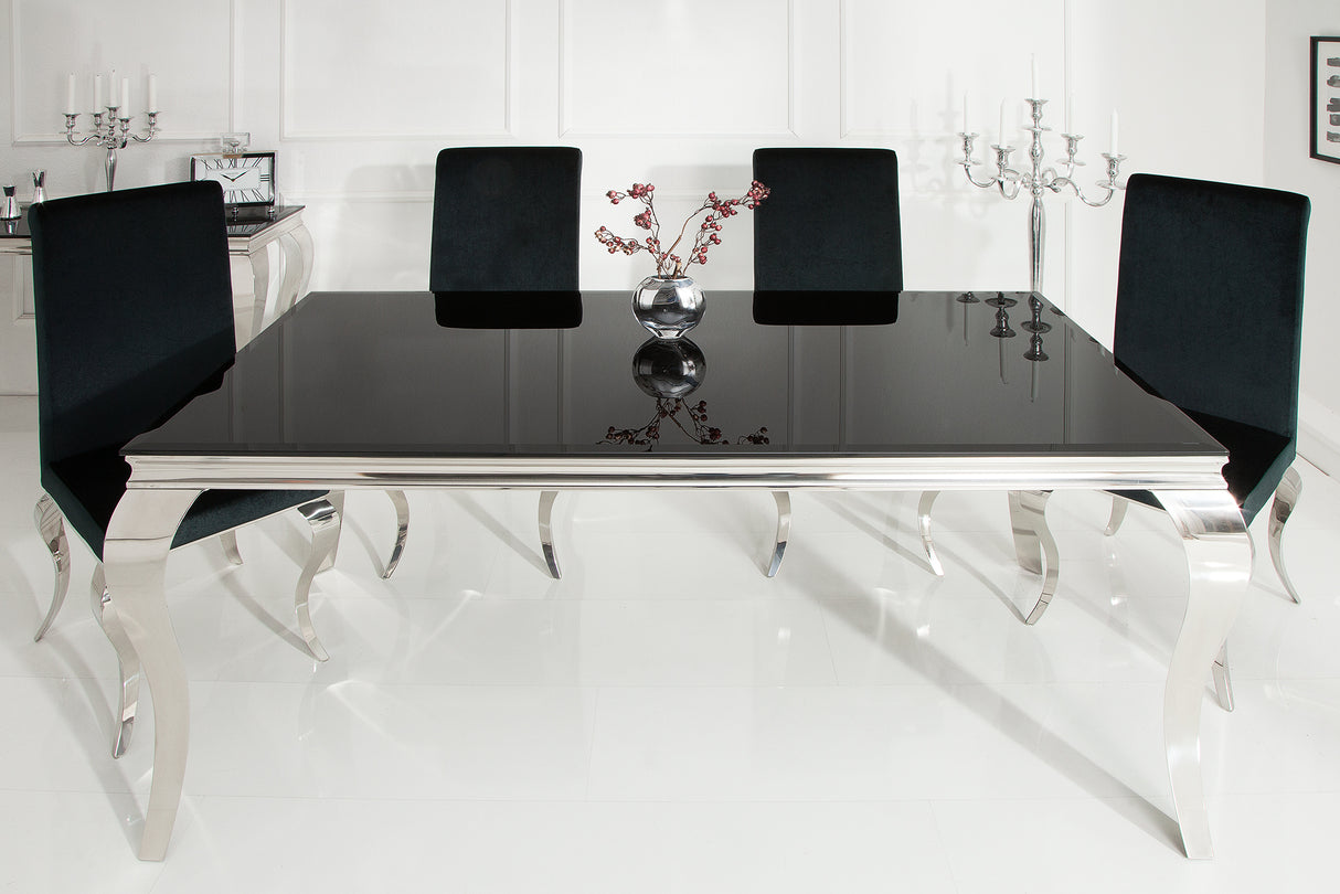 Dining table MODERN BAROCK 180cm tempered opal glass black