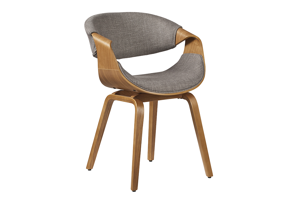 Chair ORGANIC ash wood veneered textured fabric grey