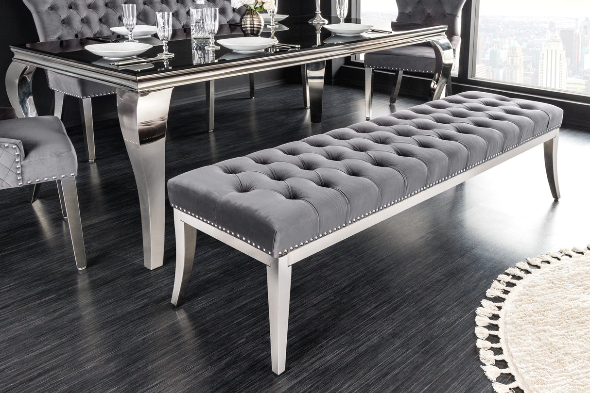 Sitzbank CASTLE DELUXE 165cm samtgrau im Barockstil