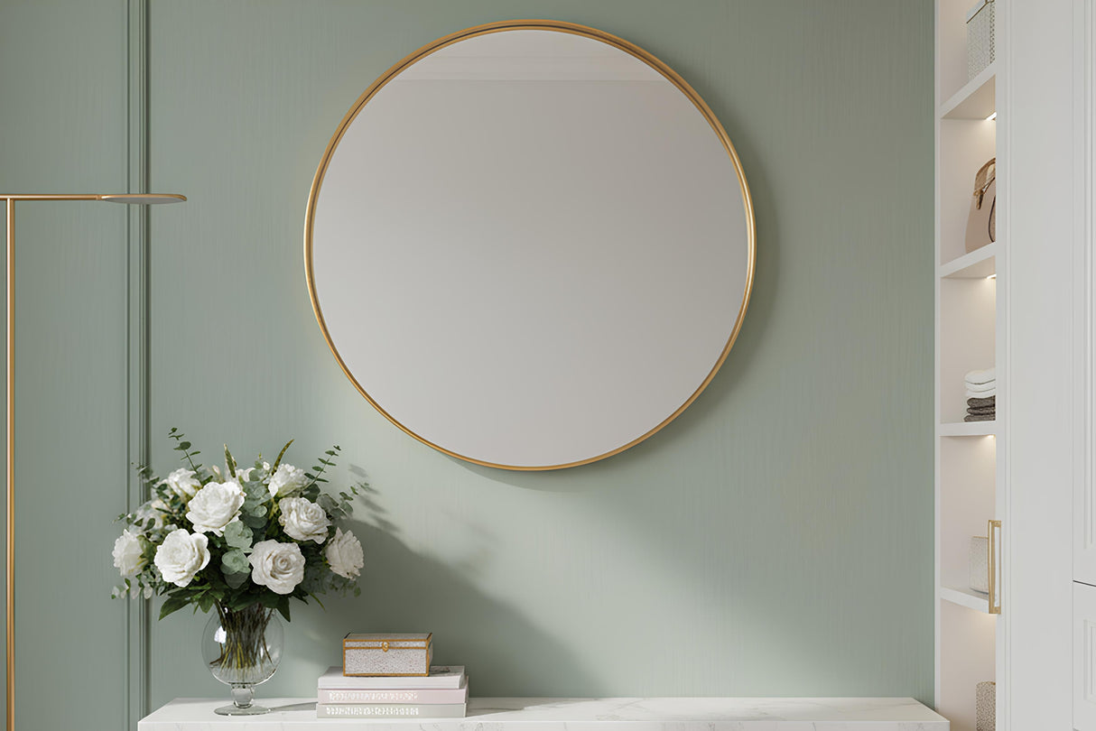 Wall mirror PORTRAIT 60cm round aluminium gold