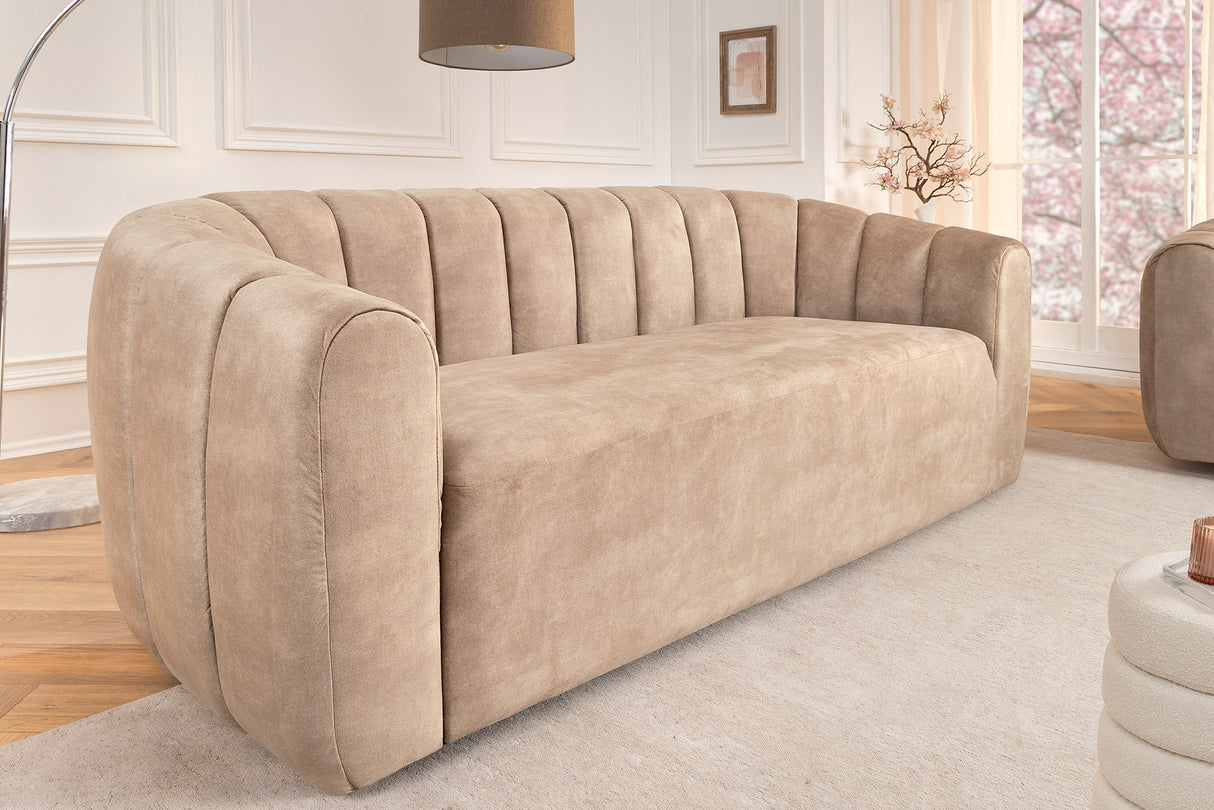 Sofa BABYLON 200cm 3-Sitzer Samt beige