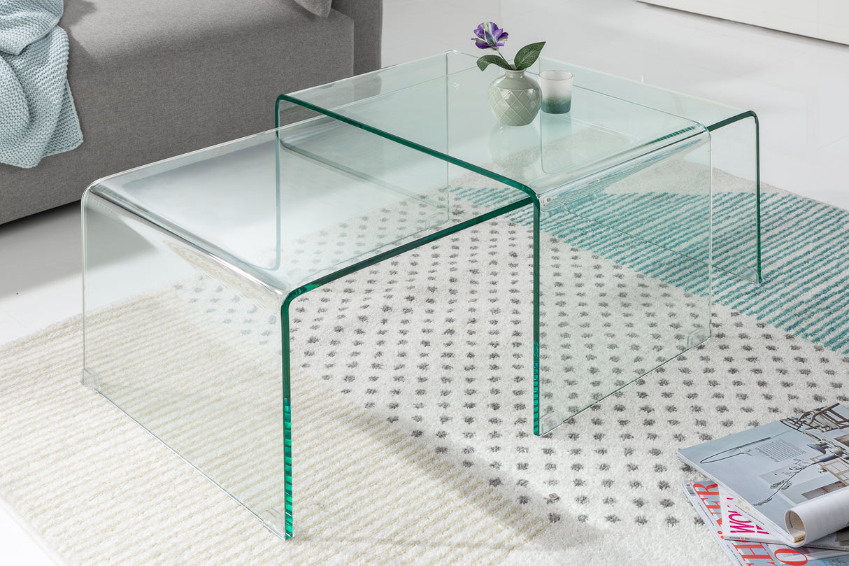 Couchtisch FANTOME 60-100cm 2er Set 12mm Hartglas