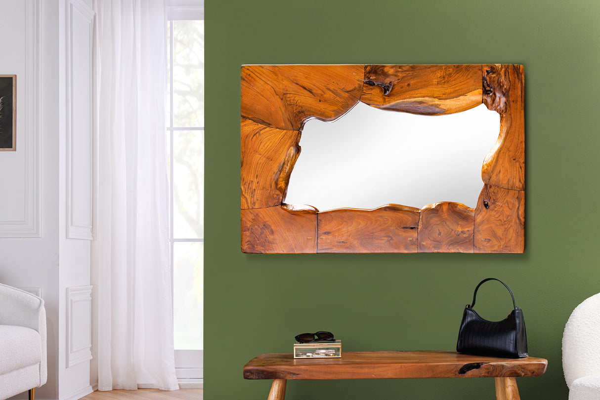 Wandspiegel MOSAIK 90cm Teakholz natur braun handgefertigt