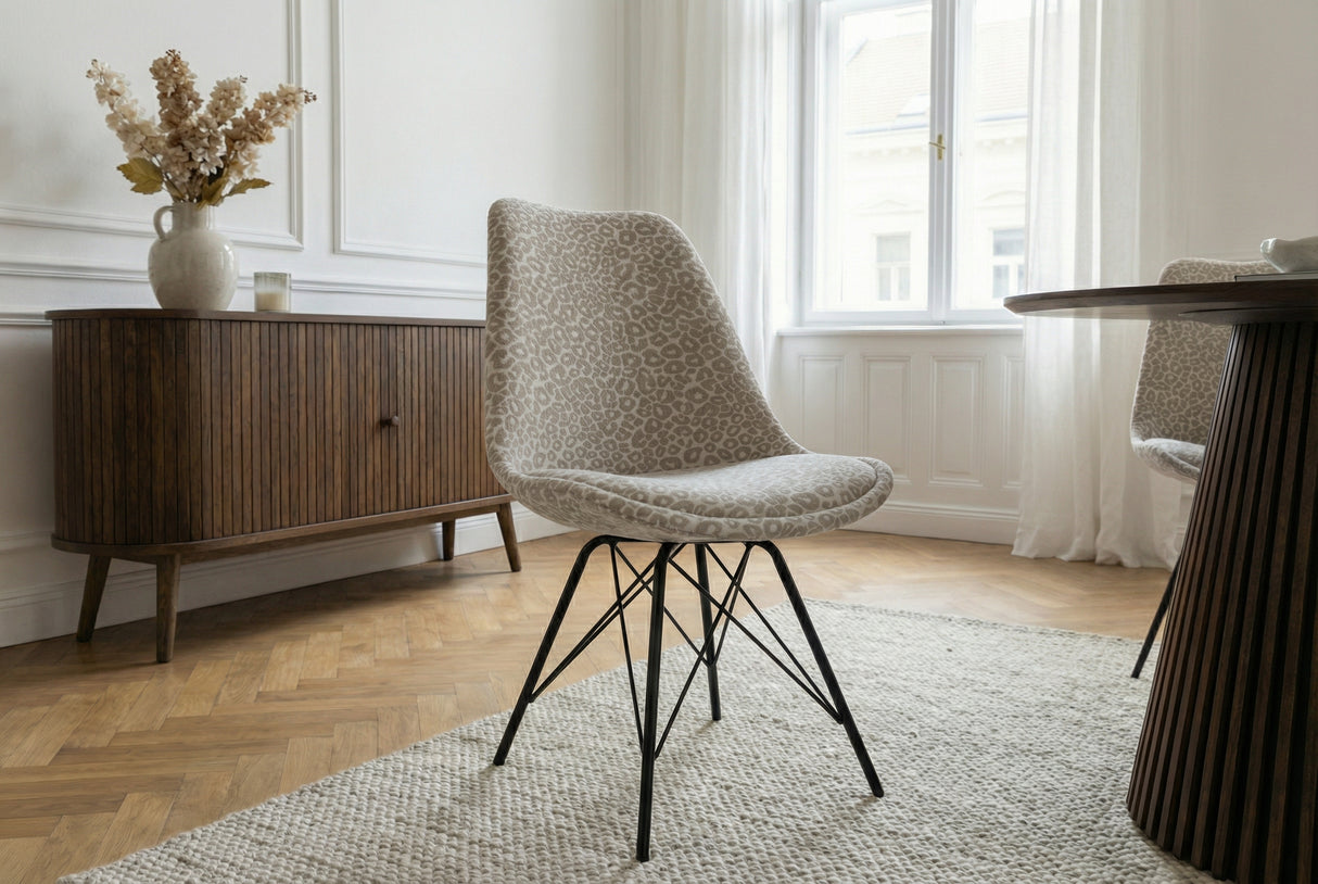 Chair SCANDINAVIA MEISTERSTÜCK leopard pattern beige grey