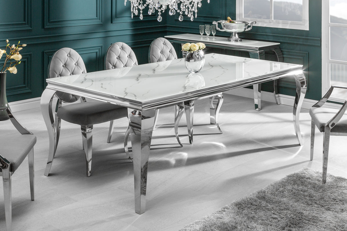 Esstisch MODERN BAROCK 200cm Marmoroptik Hartglas