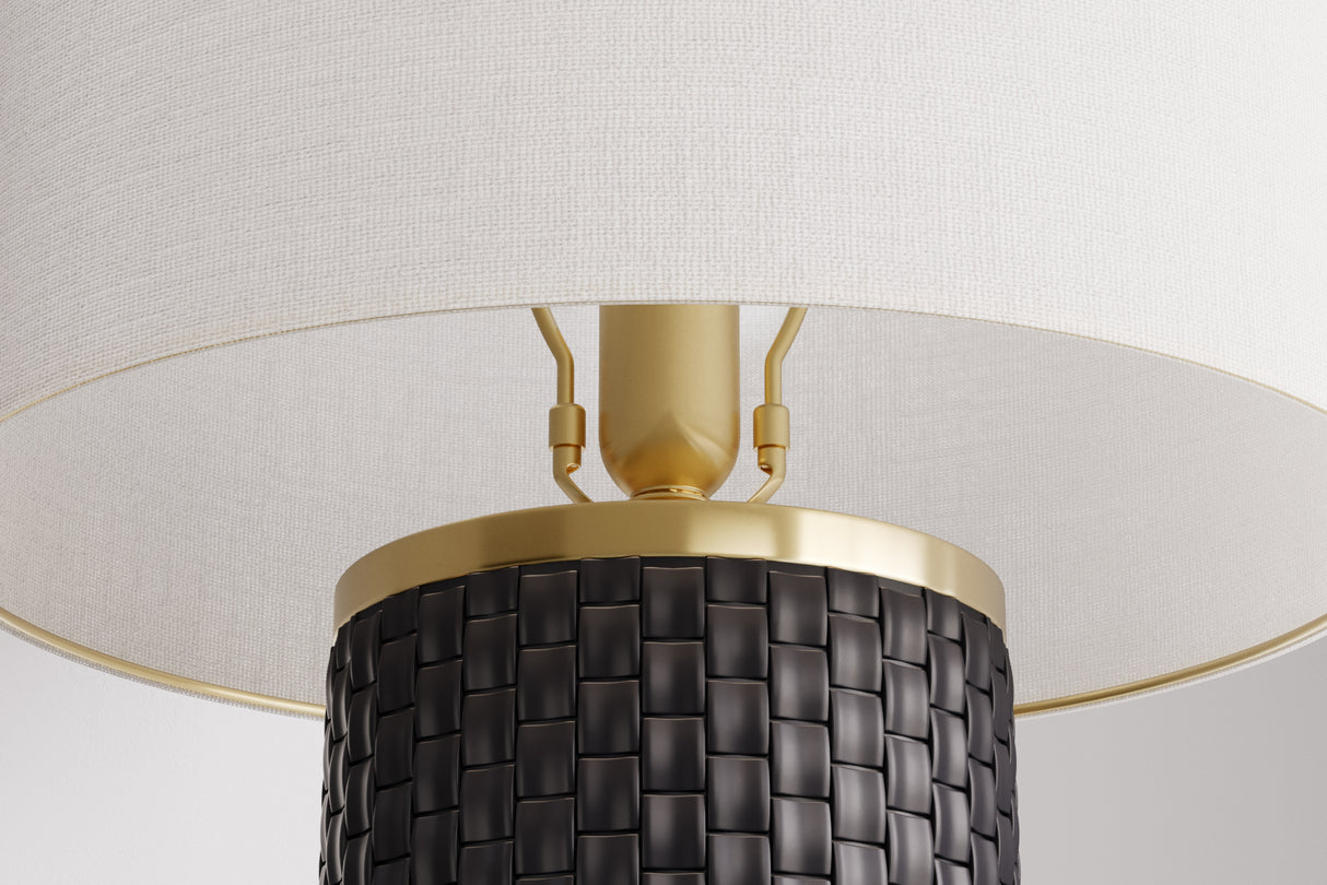 Table Lamp ELEGANCIA 70cm white lampshade ceramic black golden
