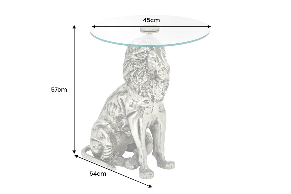 Beistelltisch WILDLIFE LION 60cm antik silber