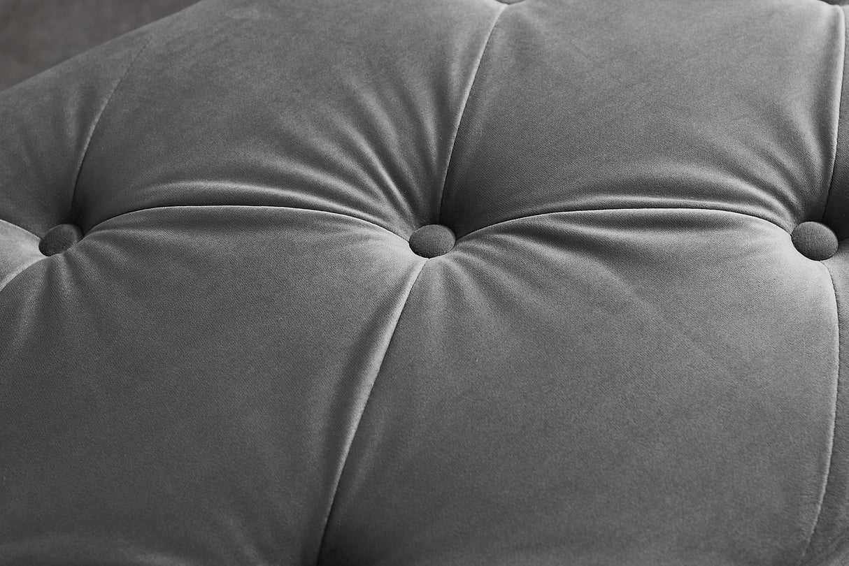 Bench MODERN BAROCK 170cm stainless steel legs silver velvet grey