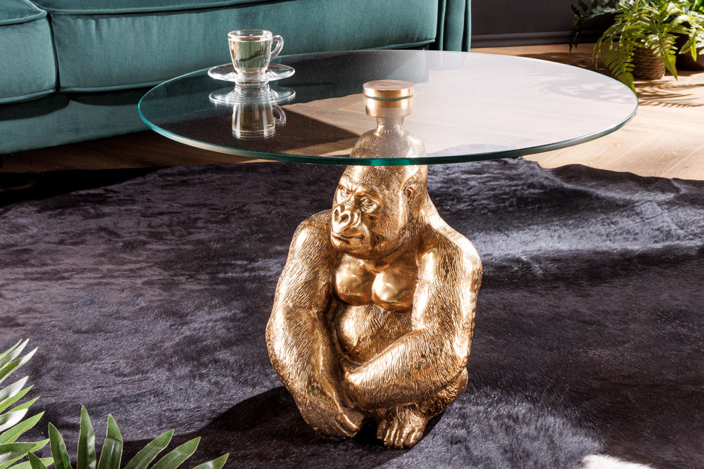 Coffee table KONG 60cm gold safety glass