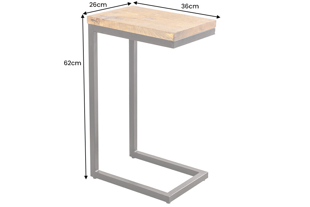 Side table GASTON 65cm mango wood black metal