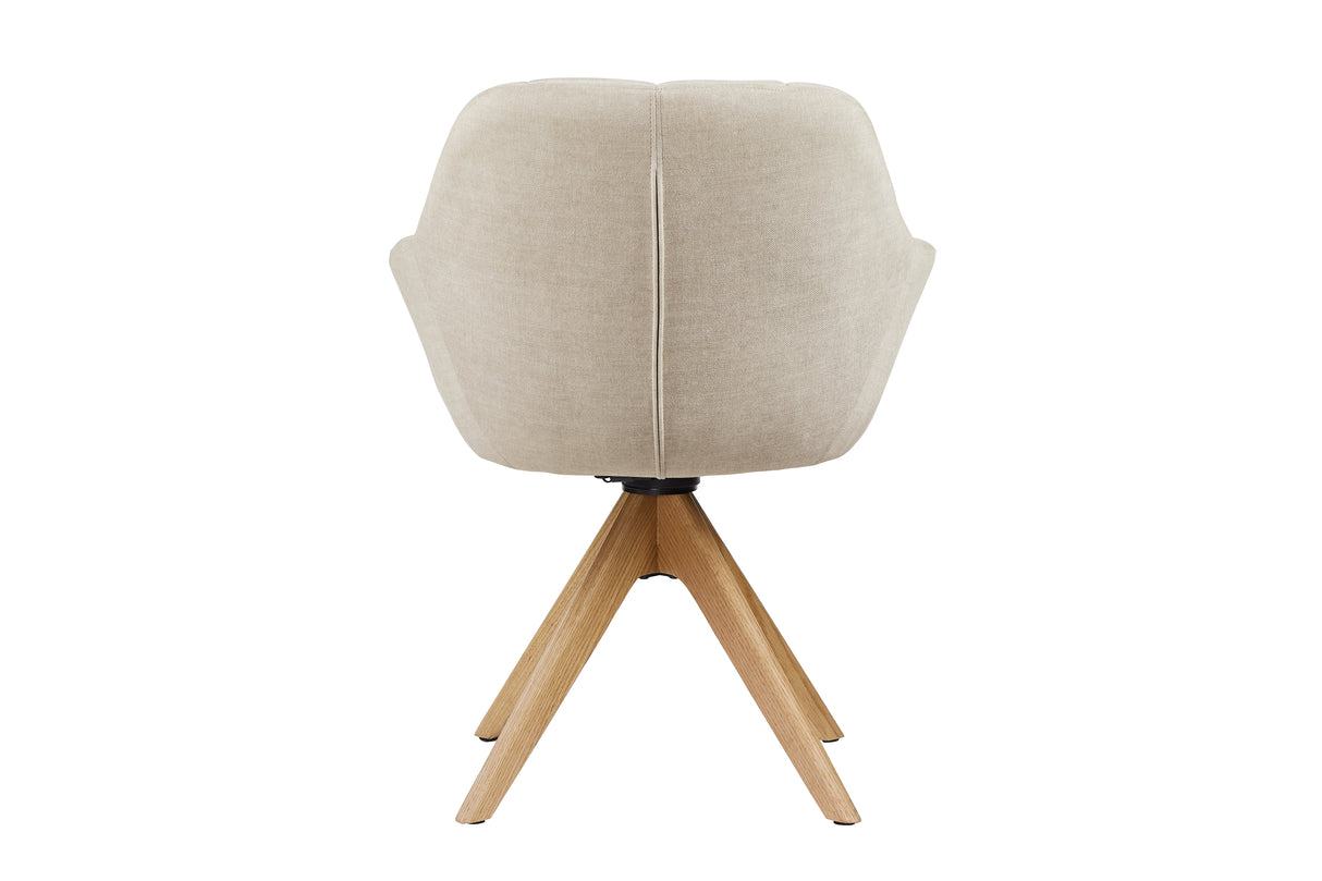 Swivel chair PAPILLON rotatable 180° w/ armrests velvet beige oak