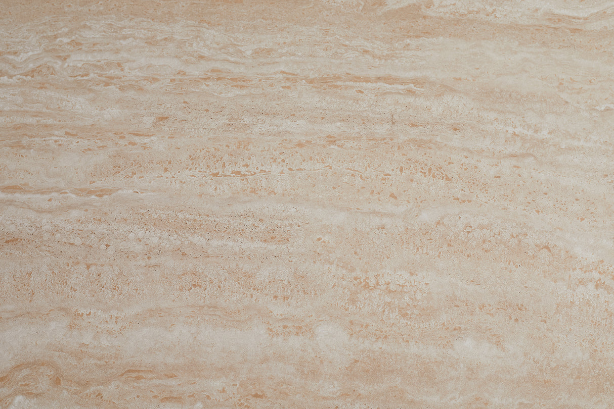 Dining table ALPINE Ø 120cm round travertine ceramic champagne greige