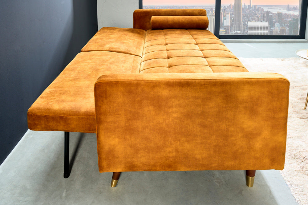 Schlafsofa COUTURE 200cm Micro Velours senfgelb