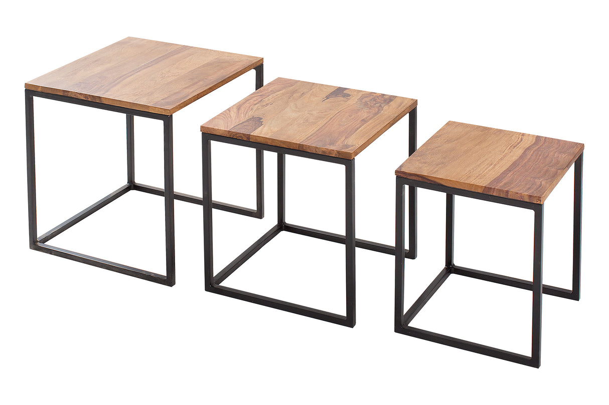 Beistelltisch ELEMENTS 30-40cm 3er Set Sheesham Holz