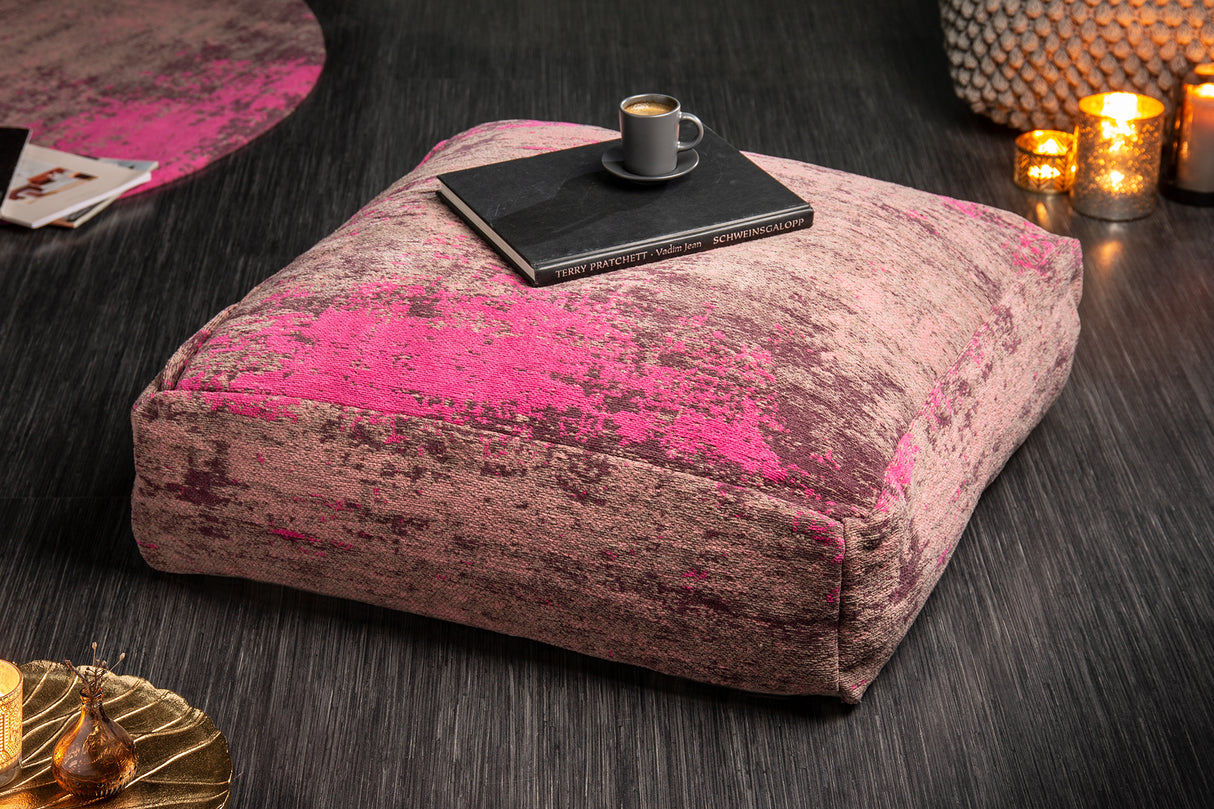 Floor cushion MODERN ART 70cm flat woven fabric dusky pink