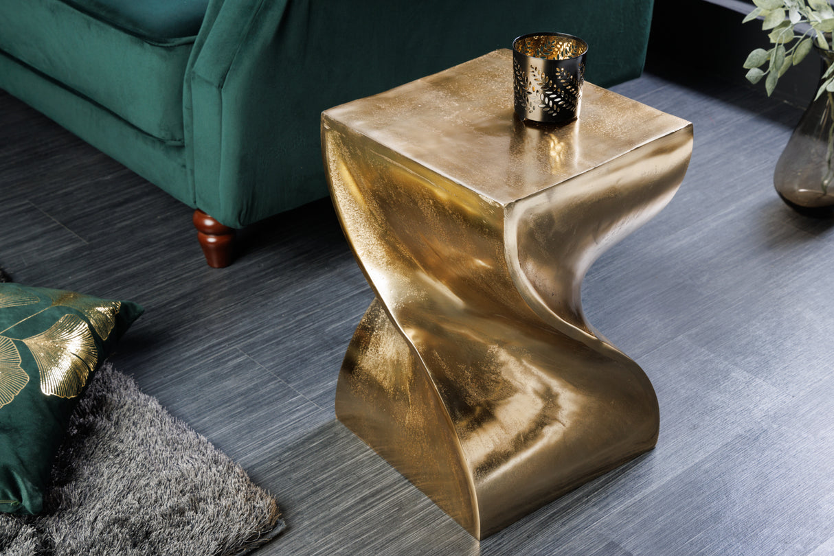 Hocker Beistelltisch TWIST 45cm gold Aluminium