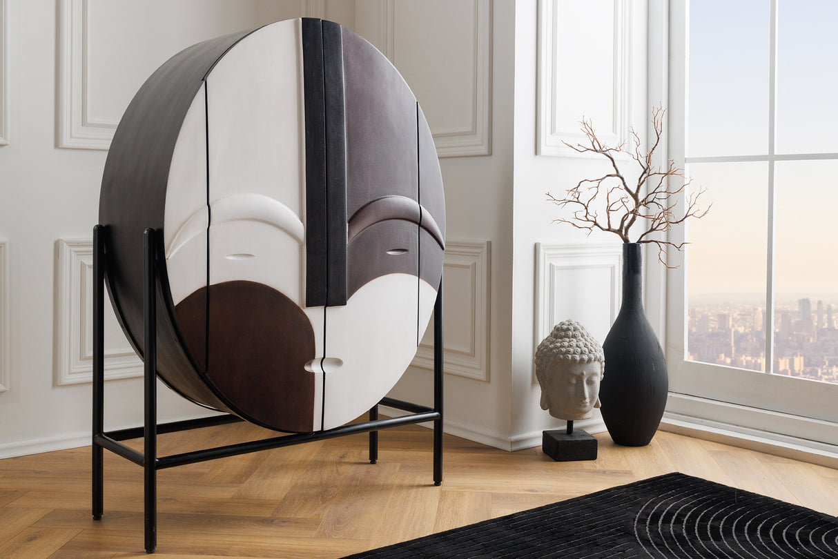 Highboard VOODOO 120cm mango wood brown black white