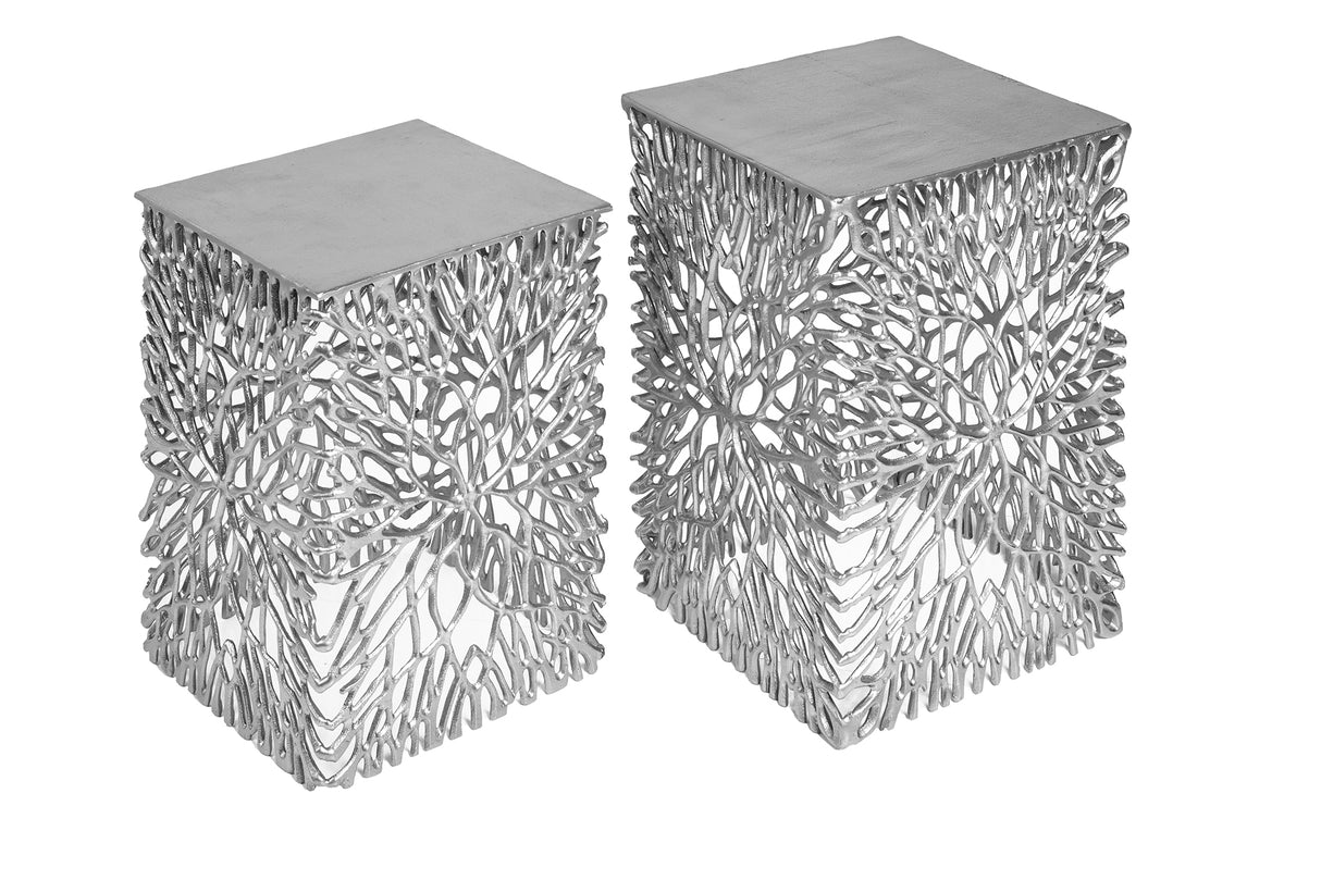 Beistelltisch LEAF 40-45cm 2er Set silber