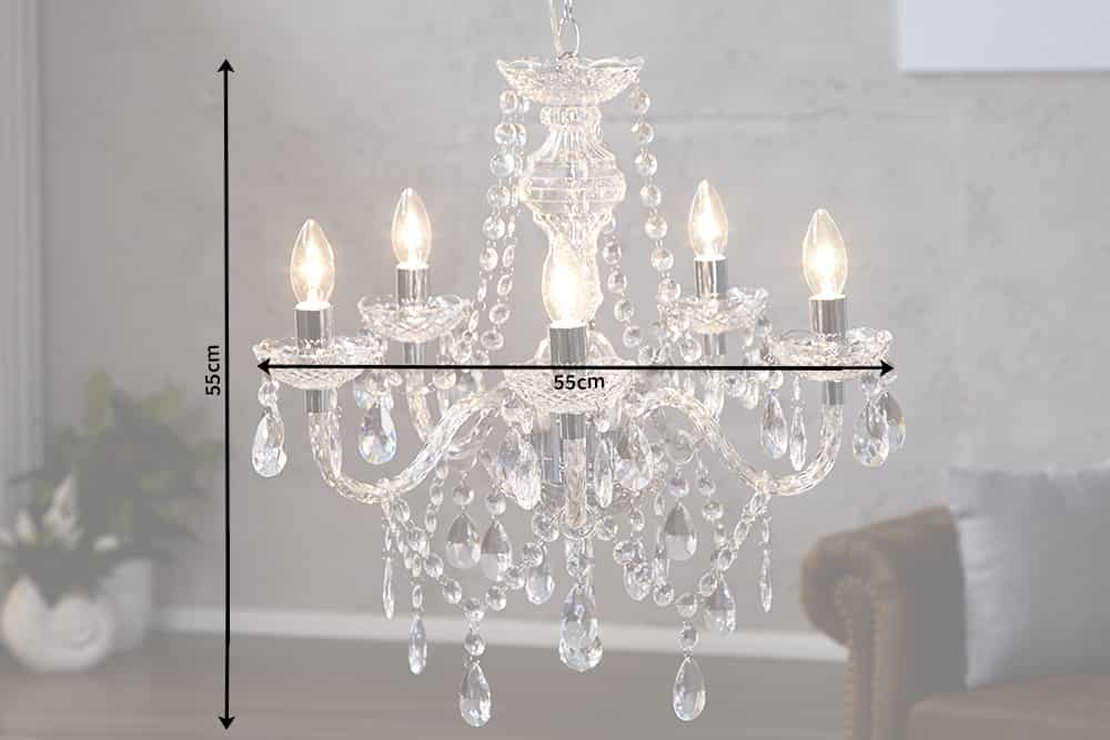 Chandelier DIAMONDS 5-armed clear acrylic