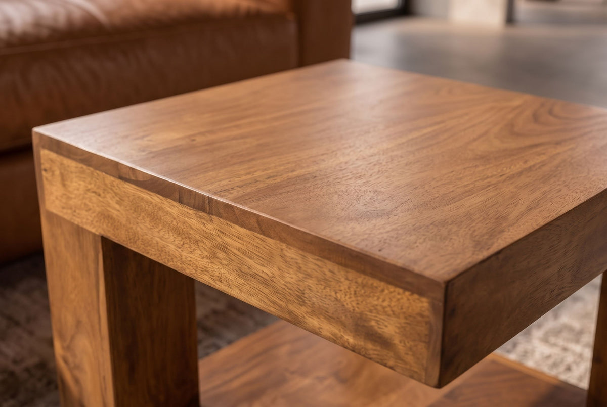 Couchtisch GIANT 45 cm mit Stauraum Mangoholz honigfarben braun