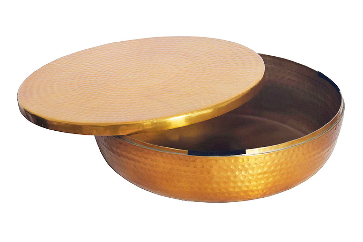 Bowl ORIENT with lid 40cm aluminum gold