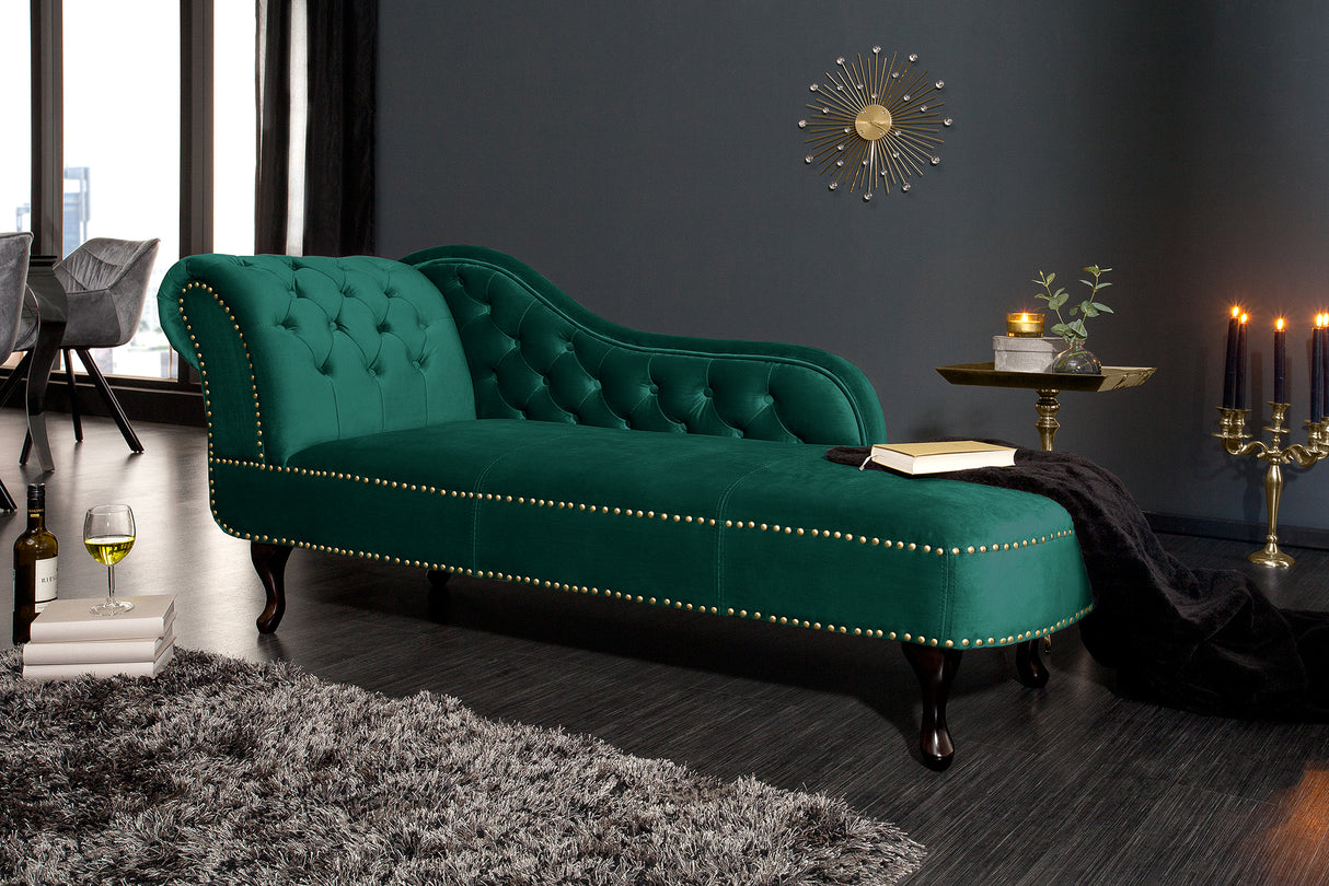 Recamiere CHESTERFIELD 170cm velvet emerald green in baroque style