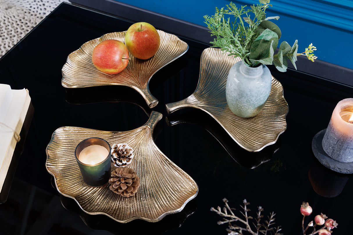 Dekoschalen GINKGO 3er Set gold