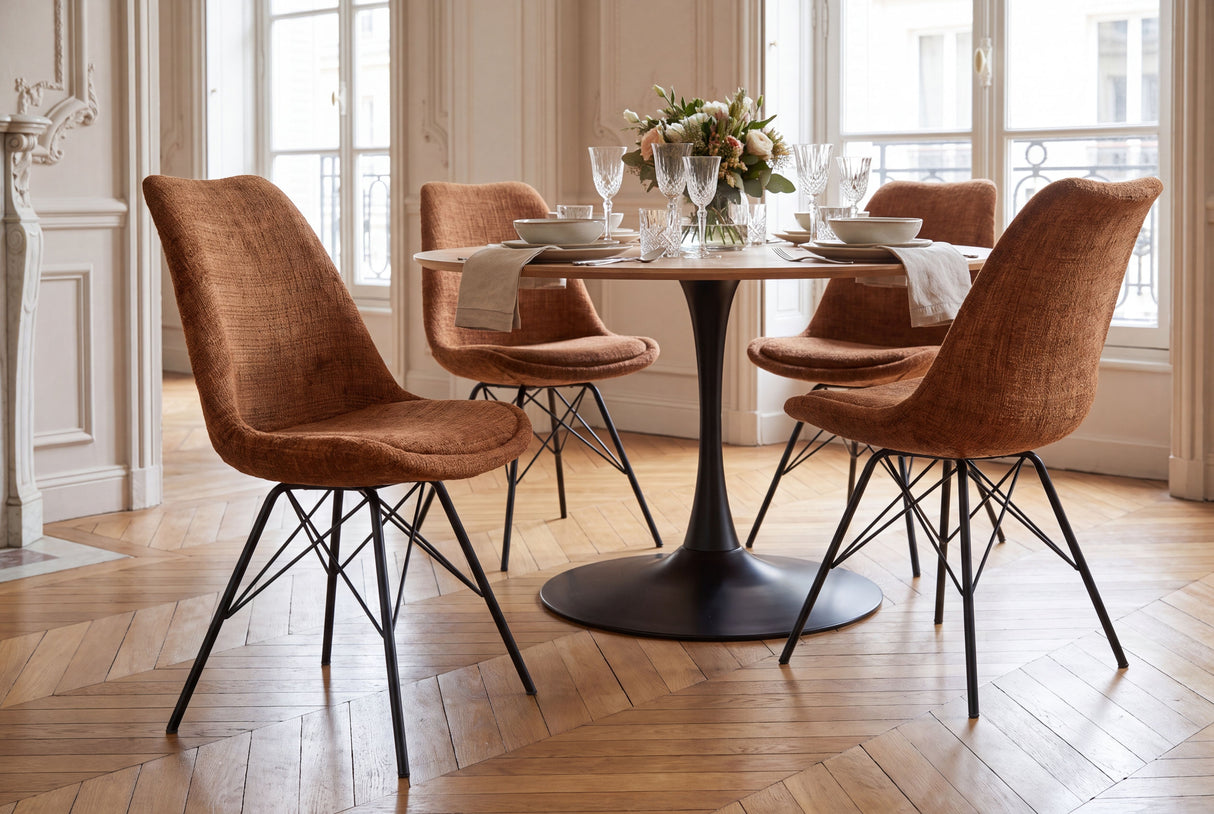 Chair SCANDINAVIA MEISTERSTÜCK textured fabric brown