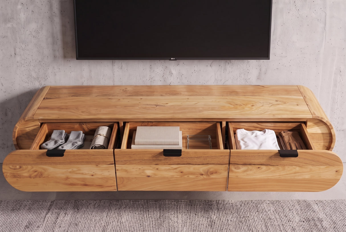 TV-Board ORGANIC 160cm hanging acacia wood natural
