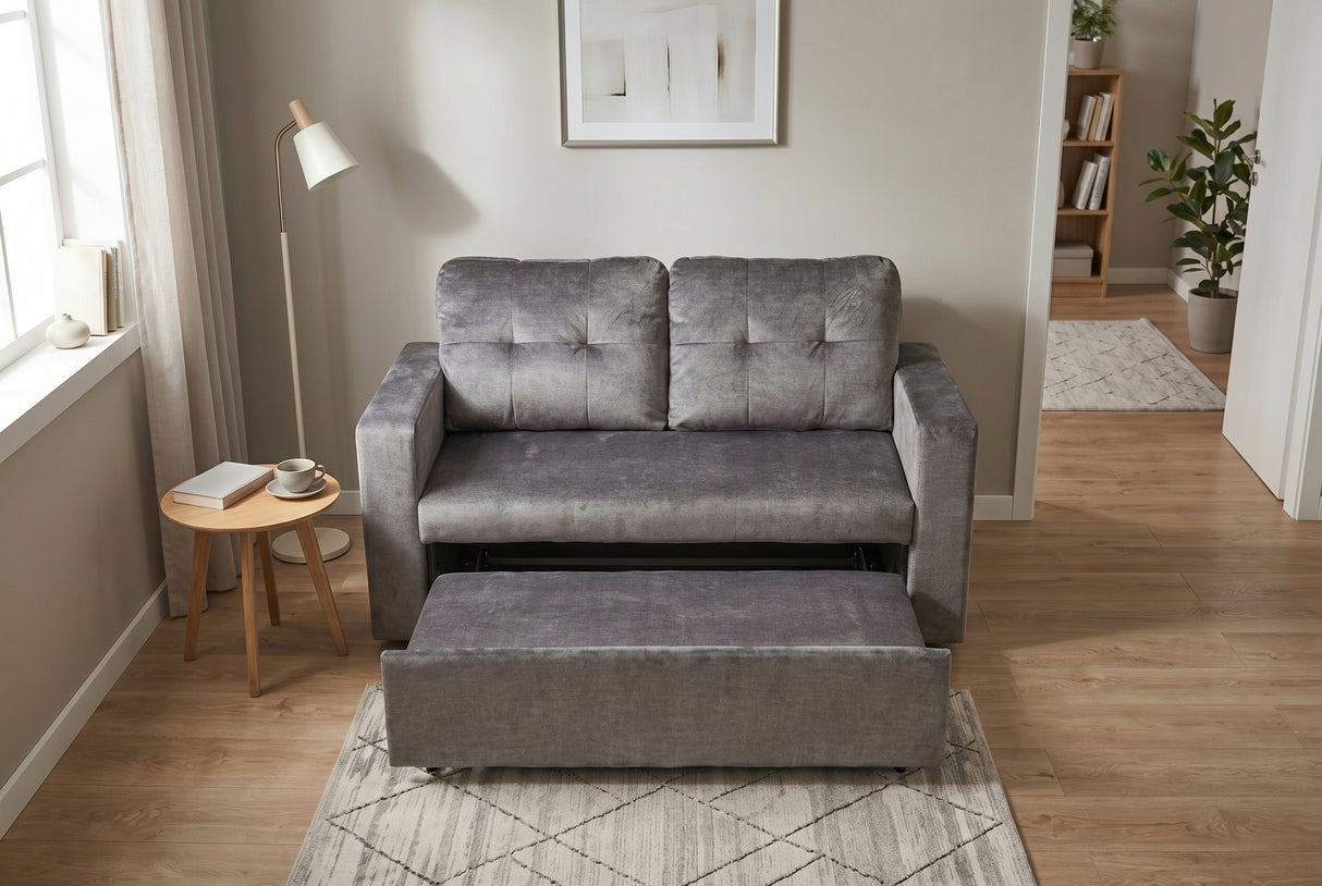 Schlafsofa SMART 140cm 2-Sitzer Samt grau