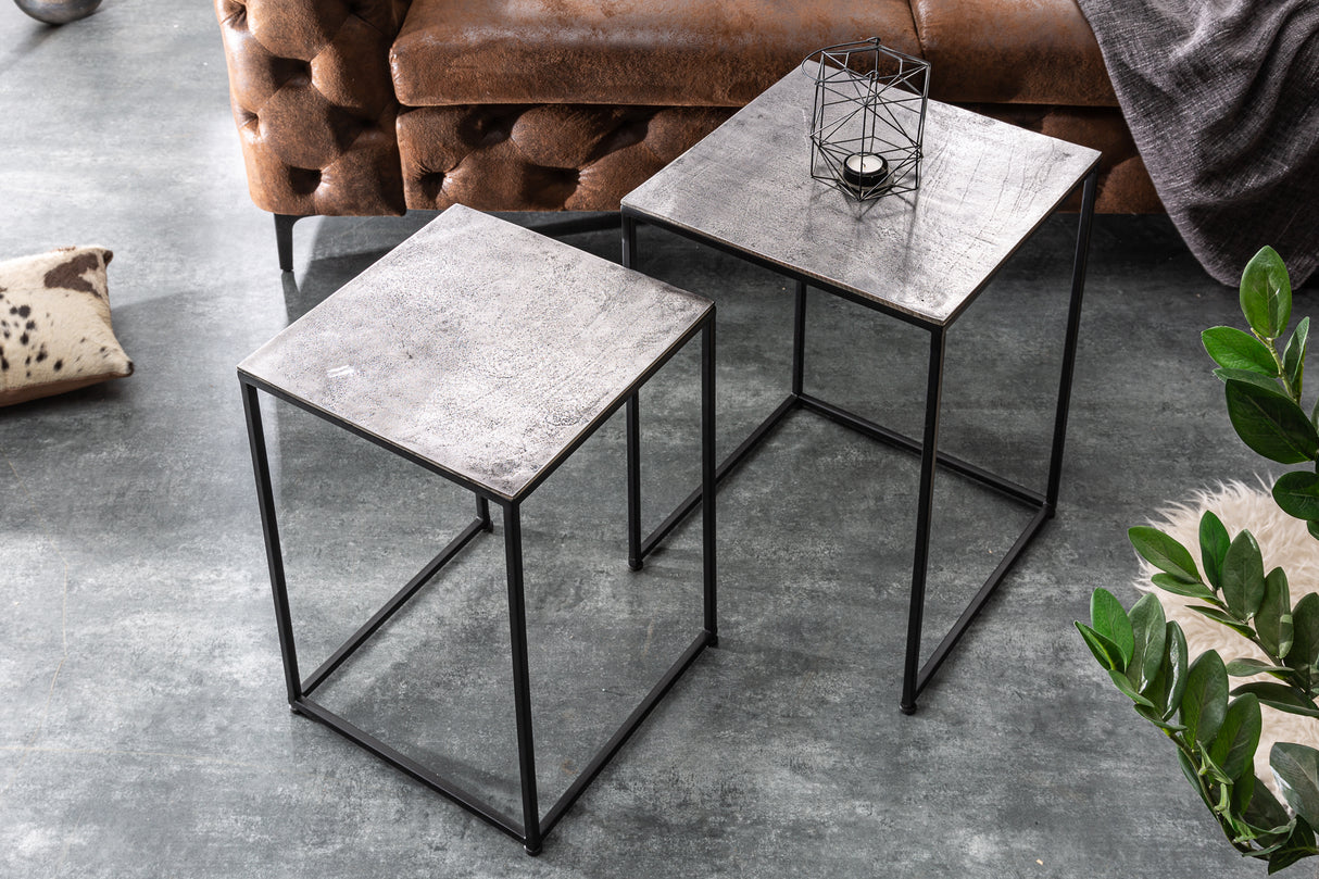 Couchtisch ELEMENTS 50/55cm 2er Set silbergrau