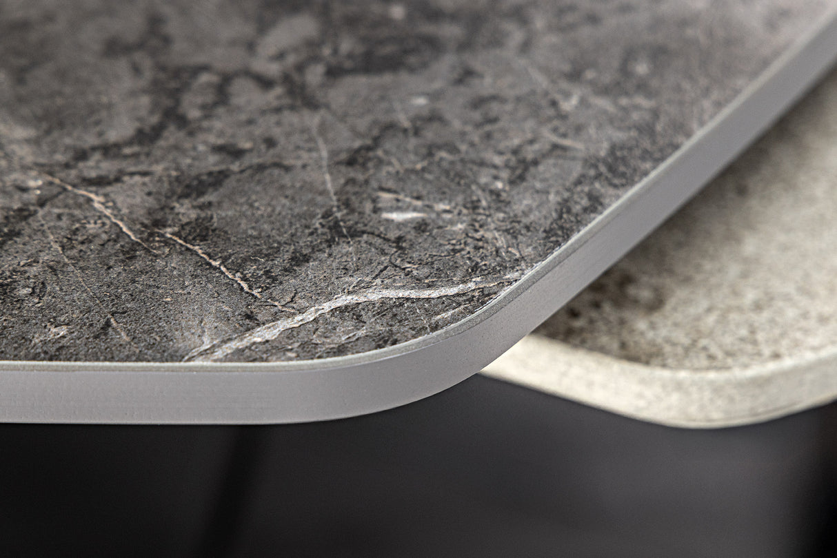 Coffee table MOVEMENT 80-130cm rotatable ceramic top grey and anthracite marble look