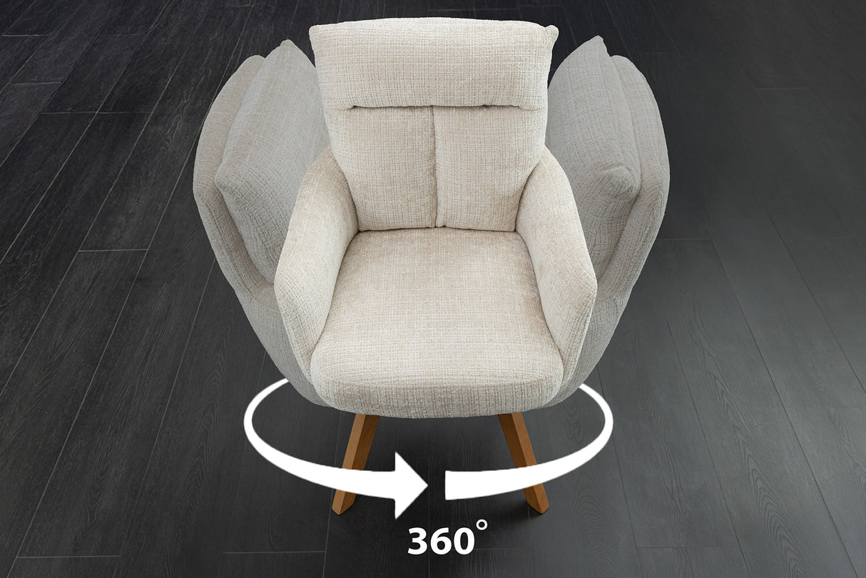 Drehstuhl BIG GEORGE mit Armlehnen, Chenille-Stoff champagner, drehbar