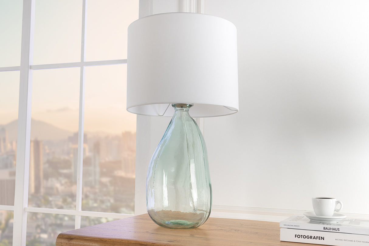Tischleuchte CLASSIC 60cm weißer Lampenschirm Recyclingglas