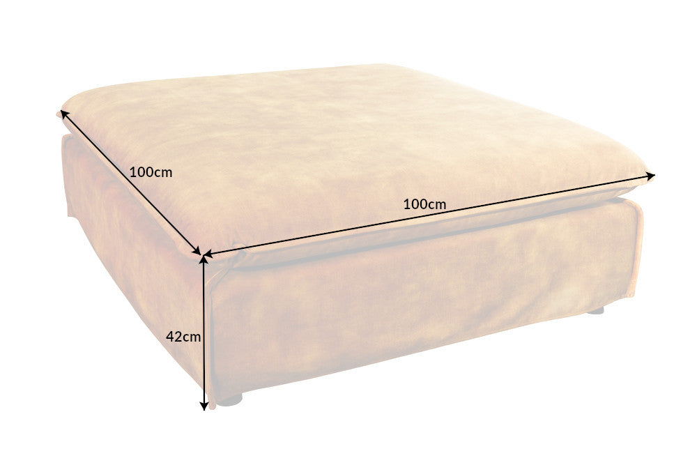 Stool HEAVEN 100cm removable cover textured velvet mustard yellow