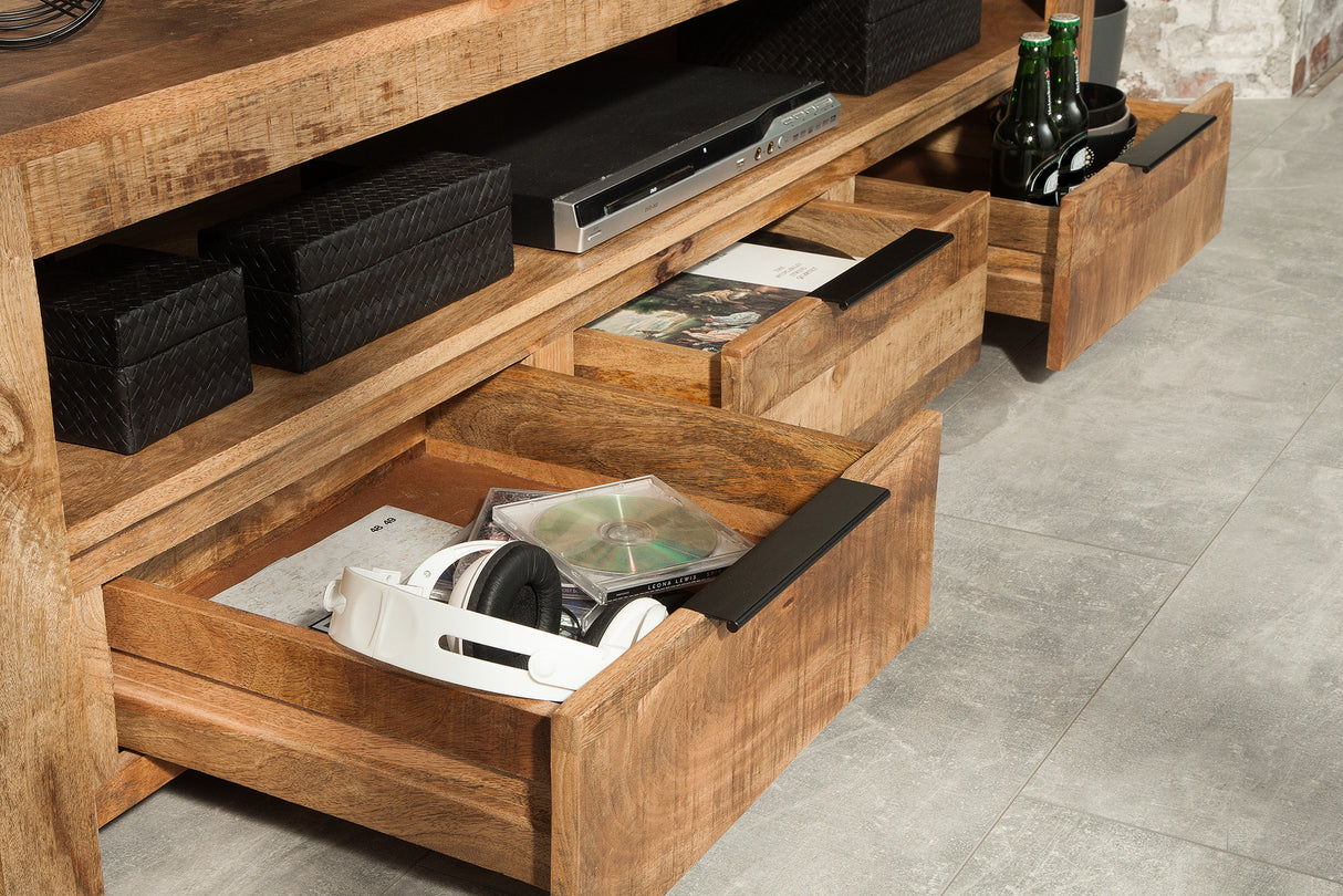 TV-Board IRON CRAFT 170cm Mango Natur Industriestil