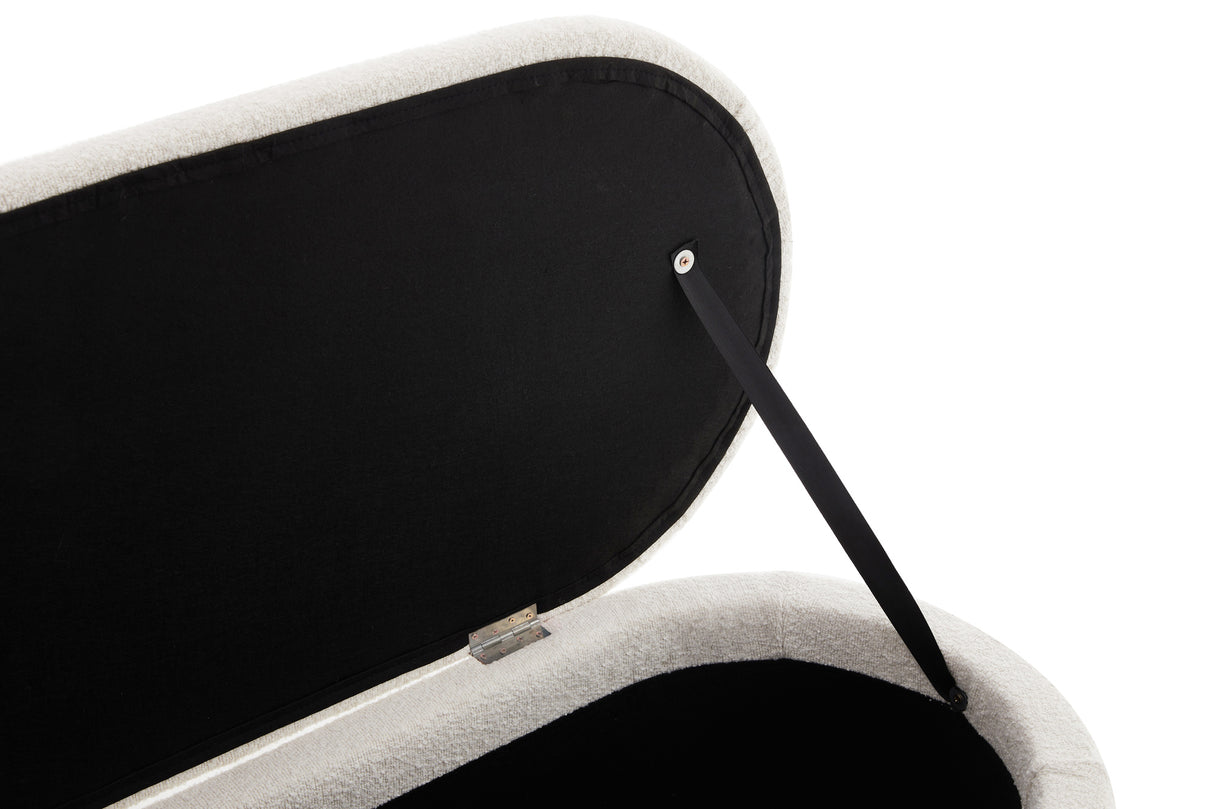 Bench chest VOQUE 110cm bouclé white upholstered w/ storage space bench seat