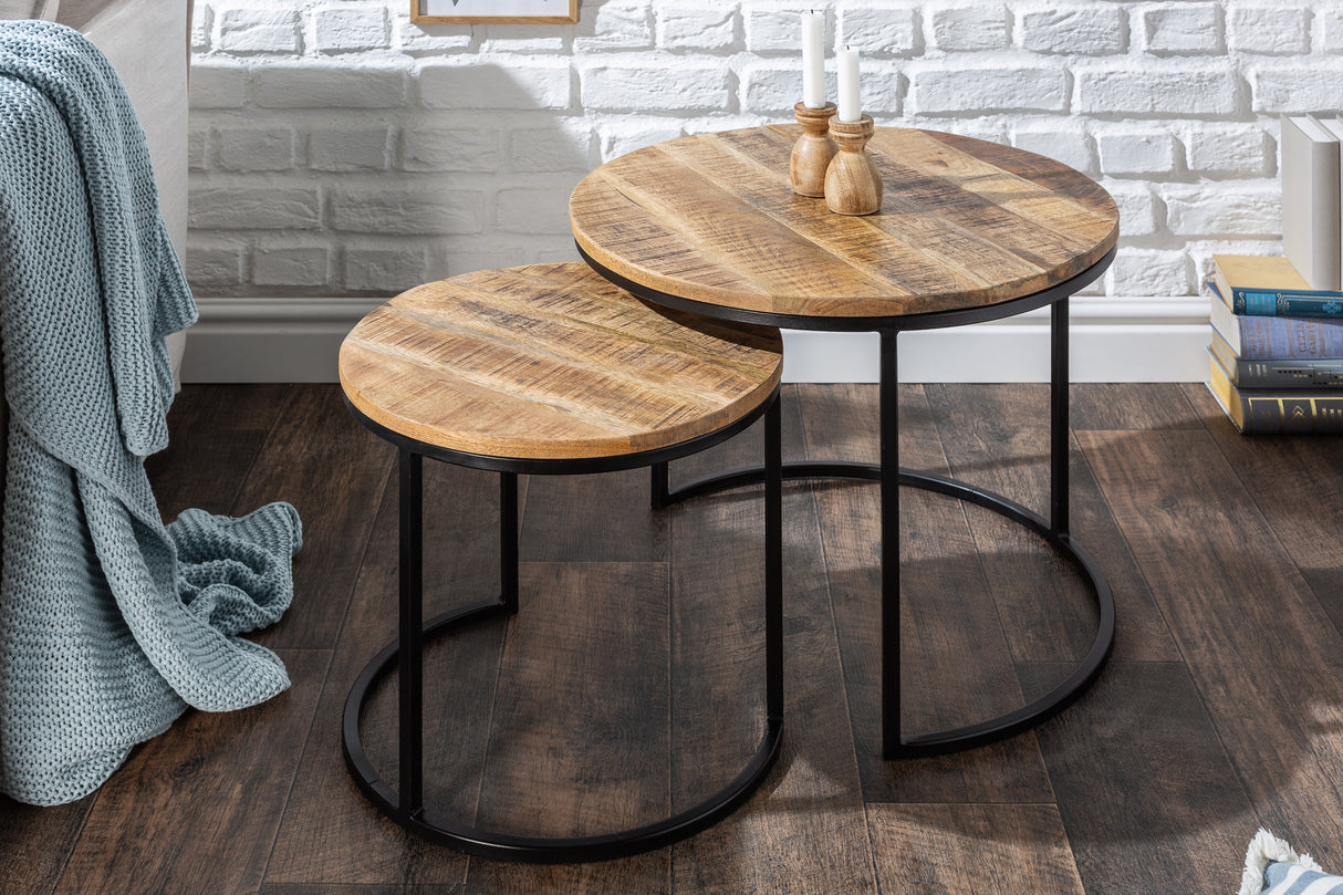 Beistelltisch ELEMENTS 2er Set Mangoholz natur