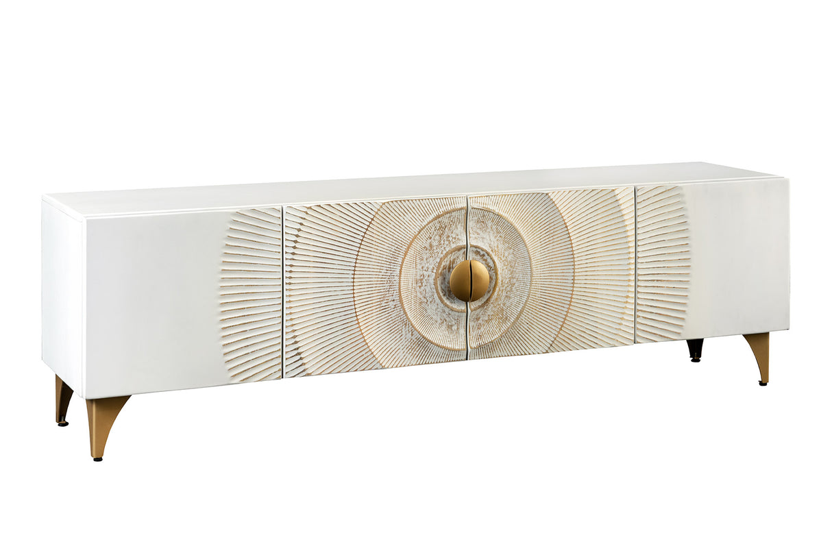 TV-Board GOLDEN SUNSET 180cm 3D mango wood white