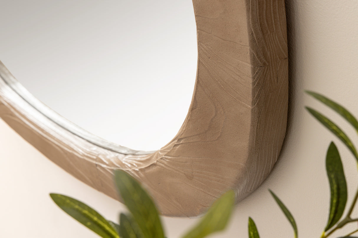 Wallmirror ORGANIC 105cm oval pine wood natural beige