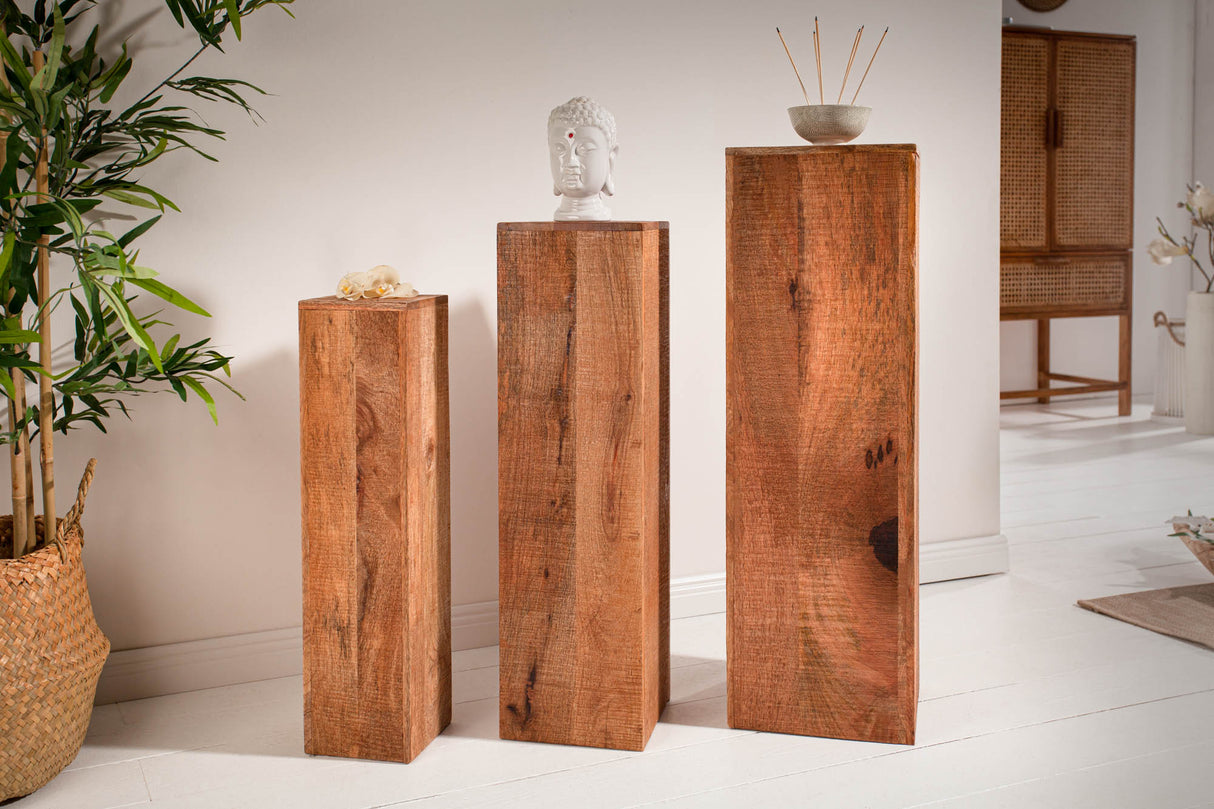 Decoration pillar MAKASSAR 60-80cm set of 3 mango wood