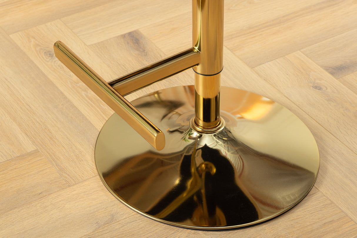 Bar stool CASTLE height adjustable w/ lion´s head handle velvet beige golden legs in baroque style