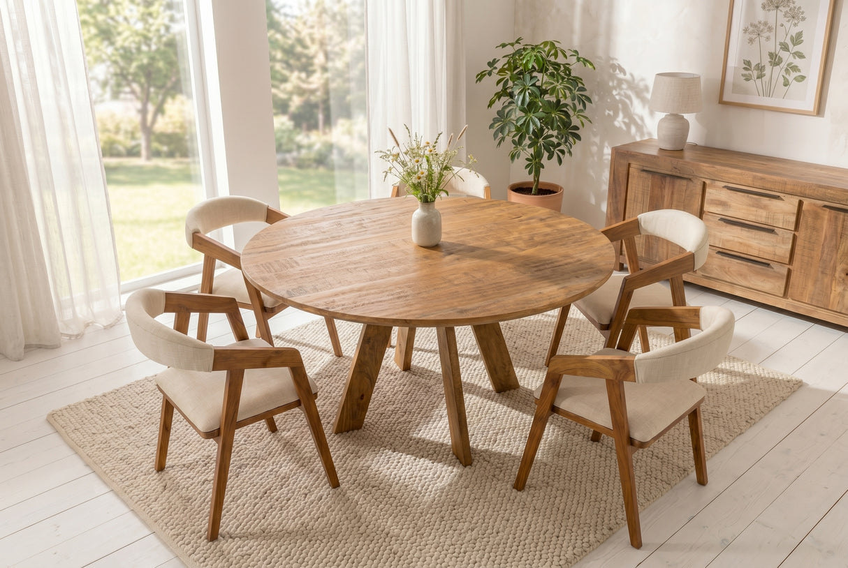 Dining table ART WOOD Ø 140cm round mango wood natural brown