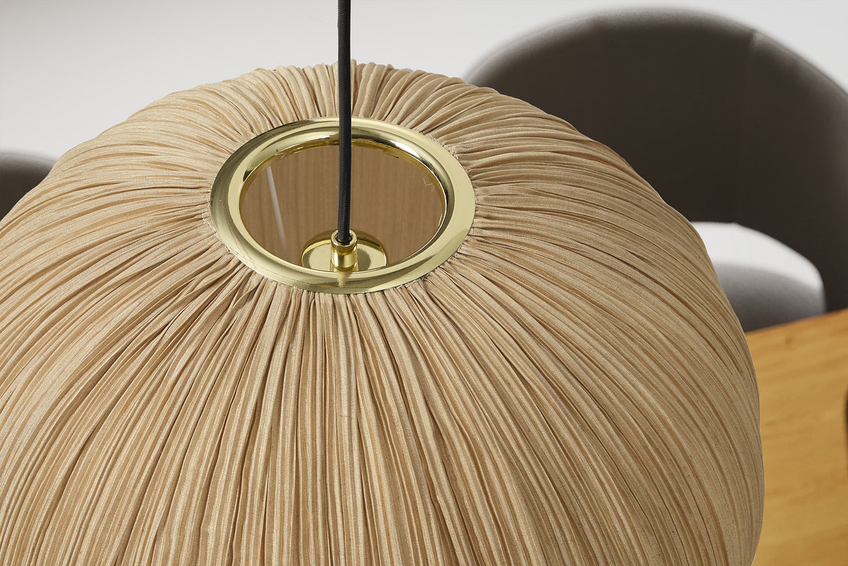 Pendelleuchte ORGANIC 35cm Natur Stoffschirm Gold im Boho Style