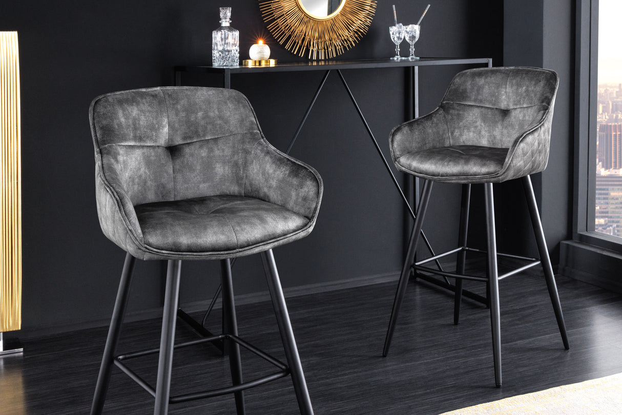 Bar chair EUPHORIA 74cm velvet grey