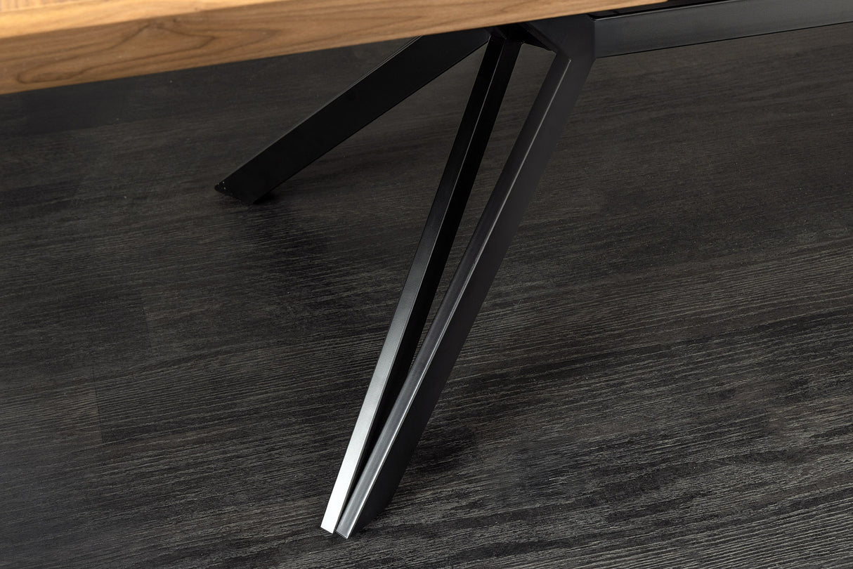 Dining table GIANT 200-320cm extendable natural walnut wood look w/ black metal frame